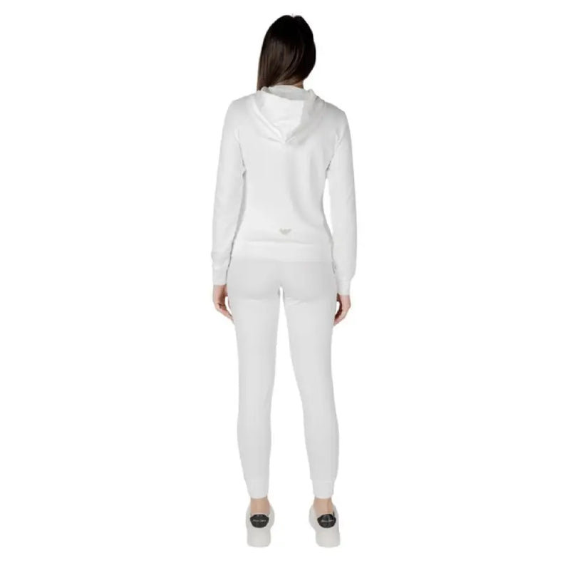 White hooded tracksuit displayed in the product listing showcasing stylish athletic wear