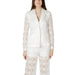 White lace blazer and matching pants set for elegant formal wear