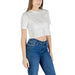 White lace-trimmed crop top from Womens White Layered Top and Blue Jeans collection