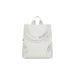 White laser-cut faux leather tote bag with intricate design for stylish use