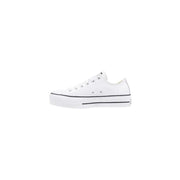 White Converse platform low-top sneaker with black stitching