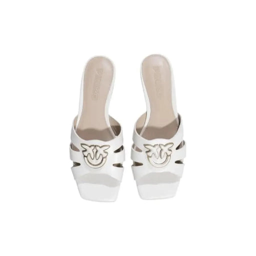 White leather mule sandals from Pinko for Spring/Summer fashion collection