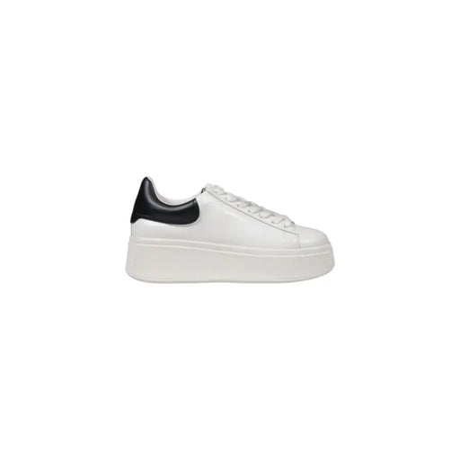 White leather platform sneakers with black heel tab for women from Ash