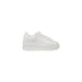 White leather platform sneaker showcasing a trendy high-sole design