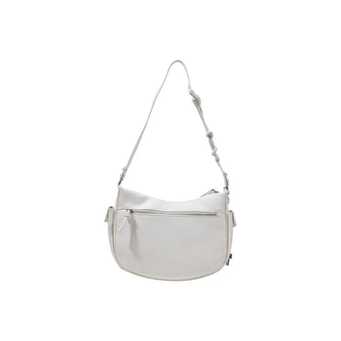 White leather shoulder bag with adjustable knotted strap for stylish carrying