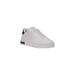 White leather sneaker with black heel accent from White Leather Sneaker with Black Accents