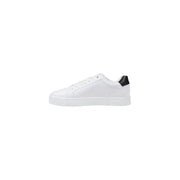 White leather sneaker with black heel accent from Calvin Klein for stylish comfort