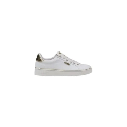 White leather sneaker with gold accents from Guess Women’s White Sneakers collection