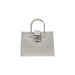 White leather tote bag from Leather Tote Bag in Gray Light Gray and White collection