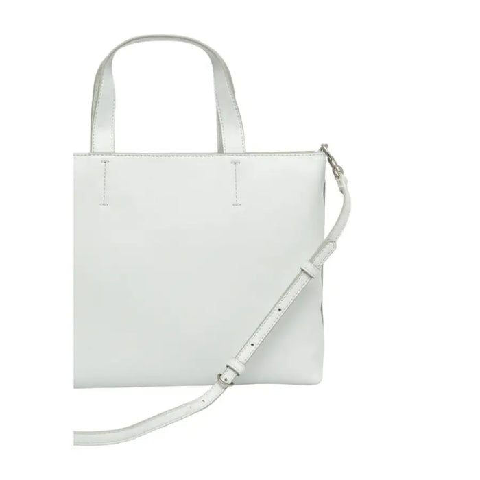 White leather tote bag from Calvin Klein, stylish and spacious accessory for everyday use