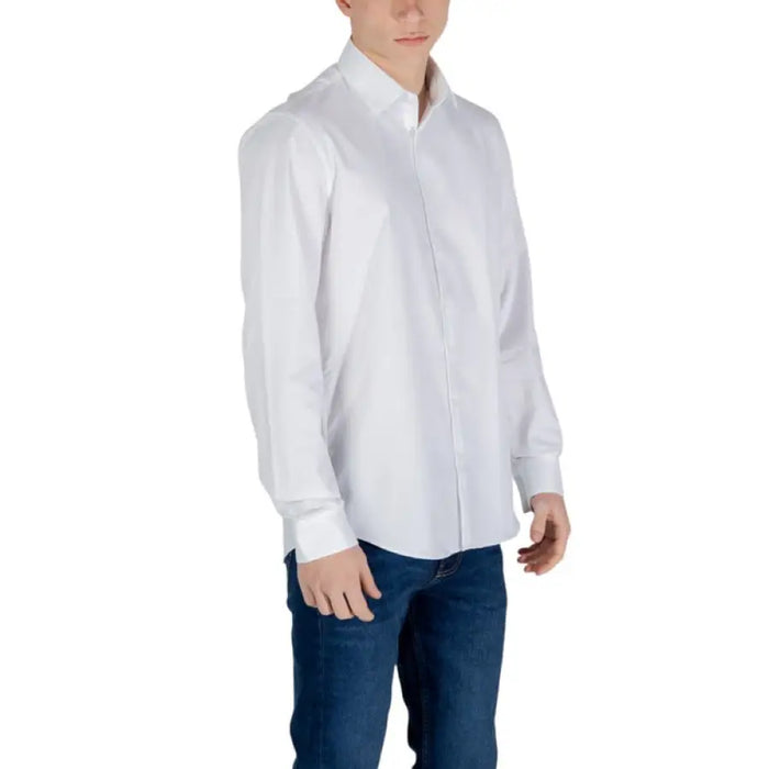 Calvin Klein White Long Sleeve Shirt for Men showcasing timeless elegance and versatility