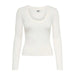 White long-sleeved scoop neck top from Jacqueline De Yong Women Knitwear collection