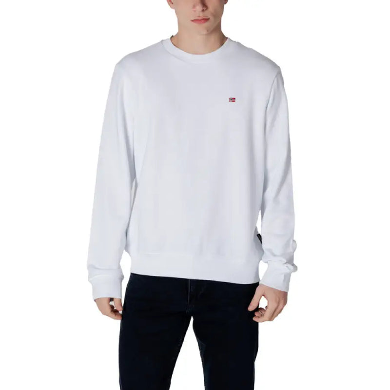 White long-sleeved sweatshirt from Napapijri Men Blue Round Neck Sweatshirt collection