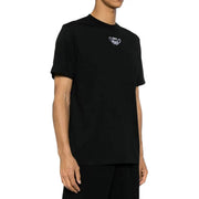 Off-white hommes t-shirt T-shirt noir à manches courtes en coton avec petit logo blanc brodé sur la poitrine