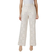 Stylish White Patterned Wide-Leg Pants showcased as Black Lace Wide Leg Pants