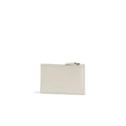 Blanc pinko Portefeuille femme en cuir blanc cassé avec fermeture éclair, porte-cartes, poches intérieures et tirette métallique.