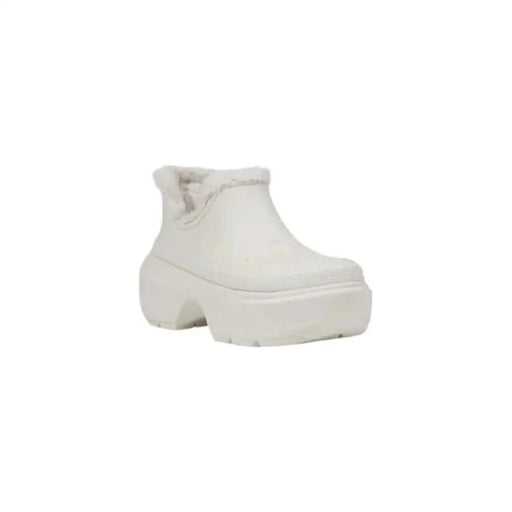 White Crocs Women’s Synthetic Rain Boot with Faux Fur Trim for Fall and Winter