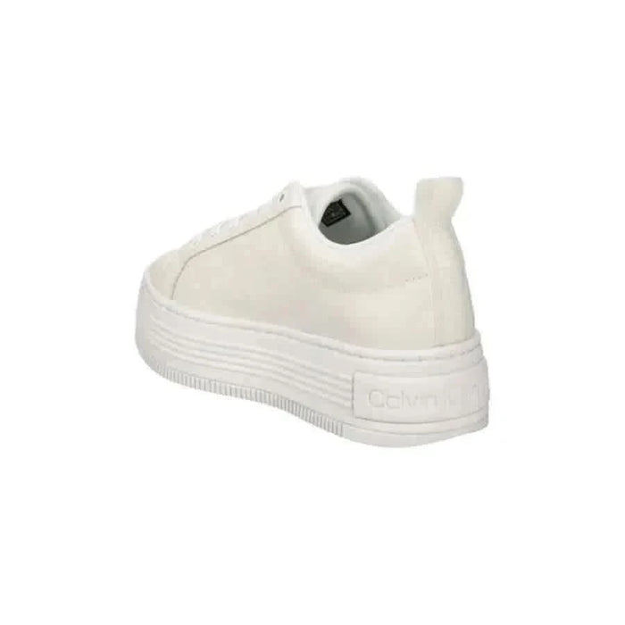 White platform sneaker with thick sole and low-top design, Calvin Klein Jeans Women Sneakers