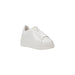 White leather platform sneaker displayed for a fashion product listing