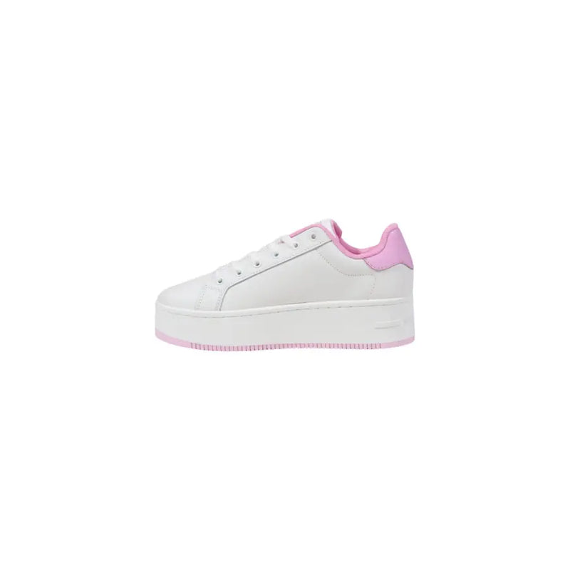 White platform sneakers with pink accents from Tommy Hilfiger Fall Winter collection