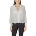 White pleated blouse with long sleeves and fitted cuffs from Morgan De Toi collection