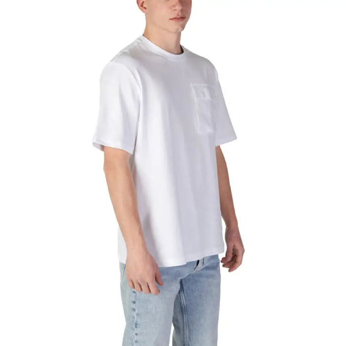 Antony Morato Men Plain White Round Neck T Shirt displayed on a neutral background