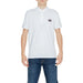 White polo shirt featuring a flag patch from the White Polo Shirt Collection