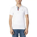 Tommy Hilfiger Men’s White Polo Shirt with Red and Navy Stripe Detail at Collar