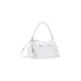 White puffy leather shoulder bag with chain detail for a stylish look