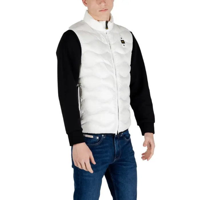 Mens White Puffer Vest featuring a stylish white quilted design for added warmth