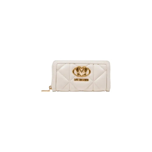 White quilted wallet with gold logo from Burgundy Quilted Leather Wallet collection
