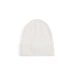 White ribbed knit beanie displayed as a stylish winter accessory