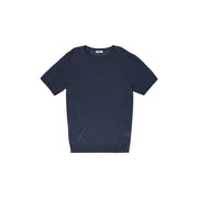 Men’s navy blue short-sleeved crew-neck T-shirt displayed in the White Round Neck Men T Shirt for Fall Winter