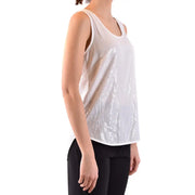 White sequin scoop neck tank top worn by a woman, featured in the Classic Tank Top product