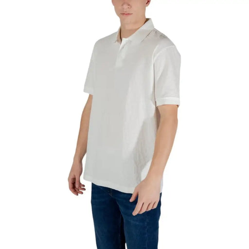 White short-sleeved polo shirt from Armani Exchange in cotton for men