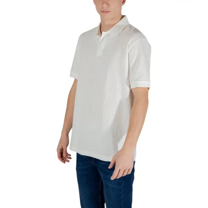 White short-sleeved polo shirt from Armani Exchange in cotton for men
