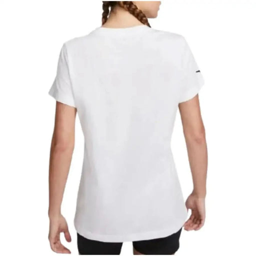 White short-sleeved Nike Women’s cotton t-shirt displayed from the back