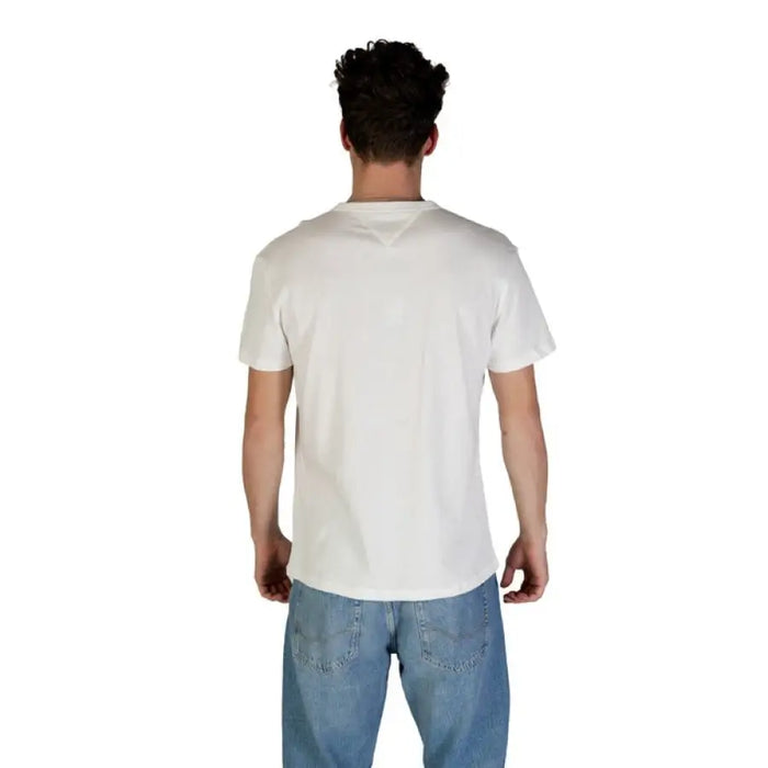 Tommy Hilfiger Men’s White Organic Cotton T-Shirt Round Neck Short-Sleeved Apparel