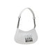 White shoulder bag with chain straps for versatile elegant fashion accessory