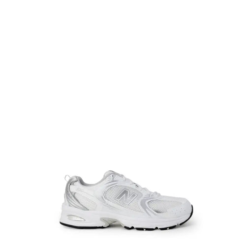 White and silver athletic shoe from New Balance Women Faux Leather Grey Sporty Sneakers for Fall Winter