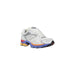 White and Silver Running Shoe with Colorful Accents for Athletic Performance