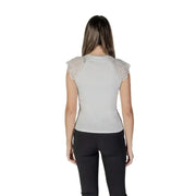 White sleeveless top with lace cap sleeves viewed from behind, Morgan De Toi Women’s T-Shirt