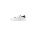 Armani Exchange Mens White Slip On Sneakers featuring a black heel accent