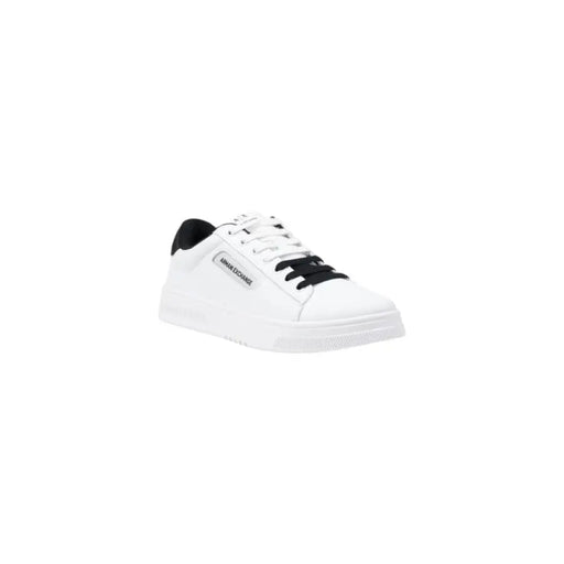 White Armani Exchange Mens Slip On Sneakers with Black Accents for Stylish Comfort
