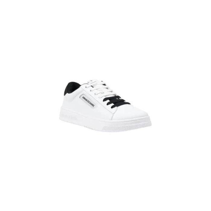 White Armani Exchange Mens Slip On Sneakers with Black Accents for Stylish Comfort