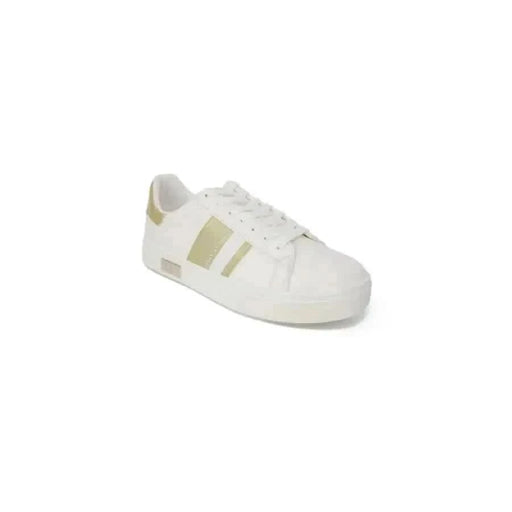 Armani Exchange Women’s White Sneaker with Gold Accents and Laces