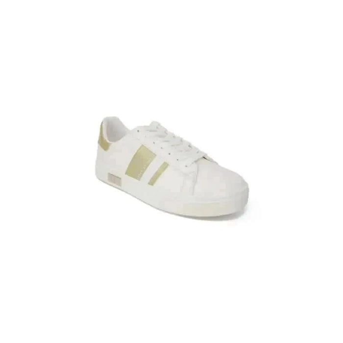 Armani Exchange Women’s White Sneaker with Gold Accents and Laces