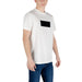 Armani Exchange Men’s White Print T-Shirt featuring a black rectangle design