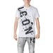 White Icon Men’s Printed Cotton T Shirt featuring black lettering design