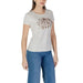 White Liu Jo Women’s T-Shirt featuring a brown graphic design and round neck